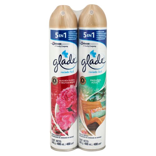 Aromatizante Glade Aerosol Paraiso Azul Y Alegria Floral - 2 Unidades 400ml c/u