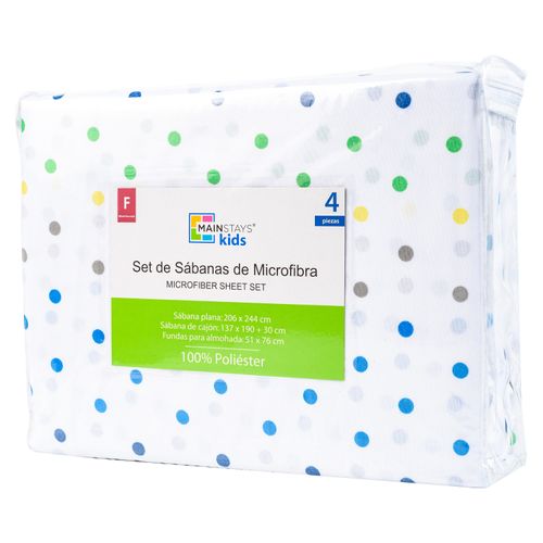 Set De Sabanas Mainstays Kids Para Nino Con Puntos Full-4 Piezas