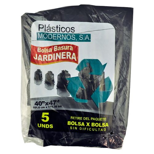 Bolsa Plast Modern Basura Jardin Negra Paquete - 5 Unidades