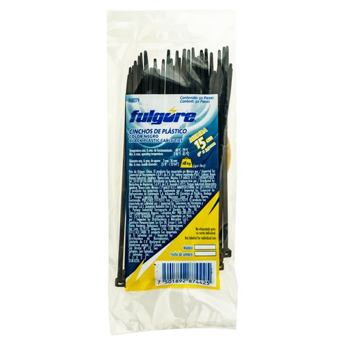 Cincho Plastico Fulgore Color Negro 50 Piezas- 3 5Mmx15Cm Fu027