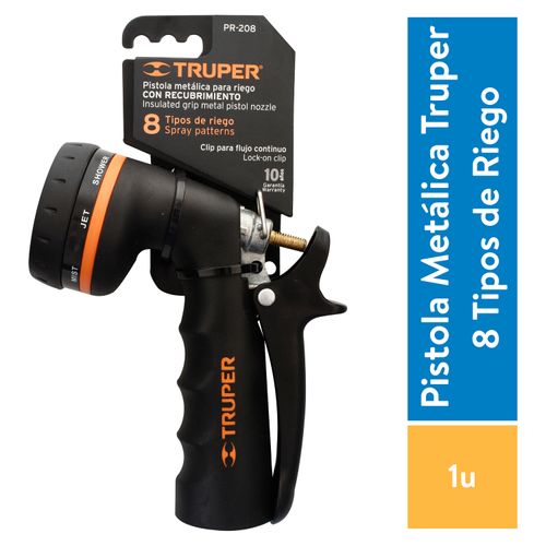 Truper Pistola Metalica Para Riego Con 8 Funciones