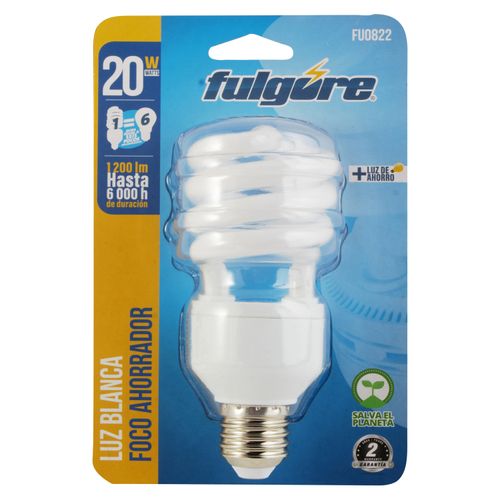 Foco Ahorrador 20W Luz Blanca