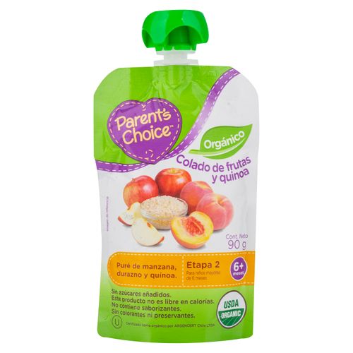 Colado Parents Choice De Frutas Y Quinoa Organico- 90gr