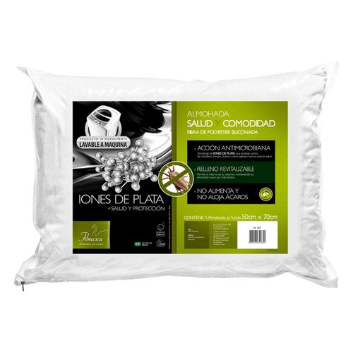 Almohada Fibrasca Salud Y Confort Iones Plata Para Fundas De 50X70Cm