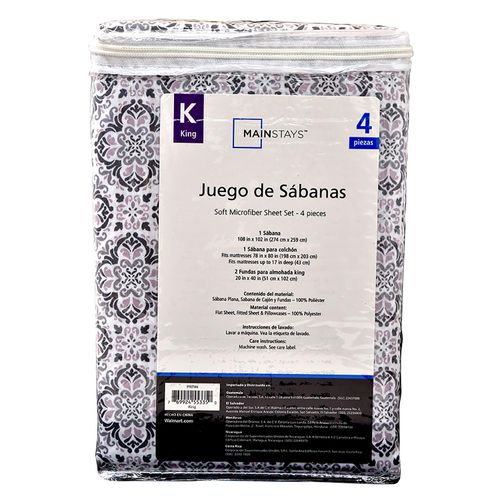 Set De Sabanas Mainstays Medallones King-4 Piezas