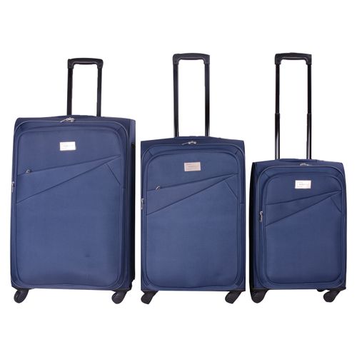 Set De 3 Maletas Mainstays Con Rodos Color Azul - 3 Pzas