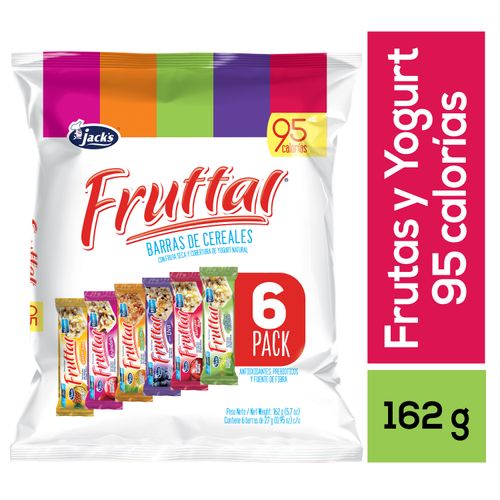 6 Pack Jacks Barras De Cereales Con Frutas Secas Y Cobertura Yogurt - 162gr