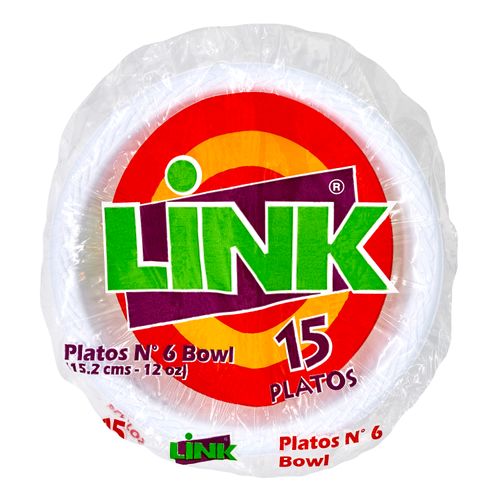 Plato Link Desechable Bowl No6 - 15 Unidades