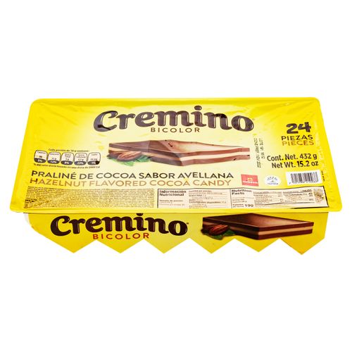 Chocolate Cremino Bicolor Avellana 24 Piezas -432gr