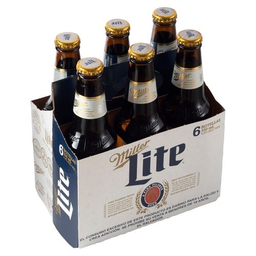 6 Pack Miller Lite Botella - 1980Ml