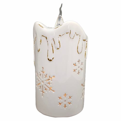 Adorno Cer£Mico Vela Luz Led 17.5Cm Wm