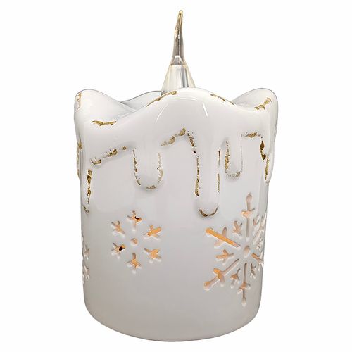 Adorno Cer£Mico Vela Luz Led 13Cm Wm