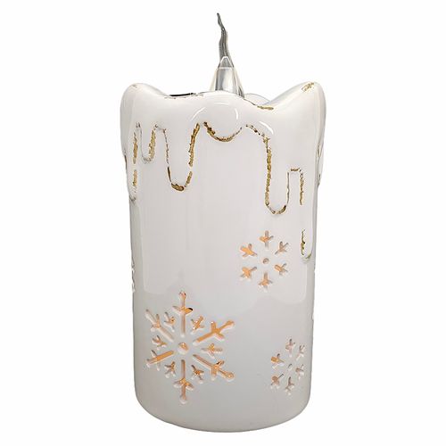 Adorno Cer£Mico Vela Luz Led 17.5Cm Wm
