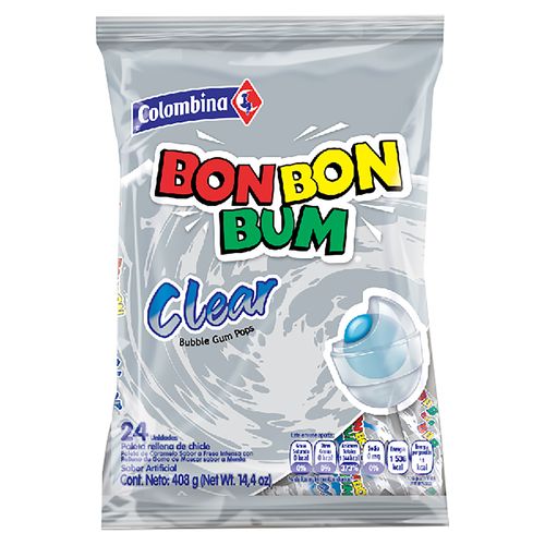 Confite Bon Bon Bum Colombina Clear - 408gr