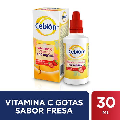 Cebión 100 Mg/Ml Gotas De Vitamina C Sabor Fresa - 30Ml