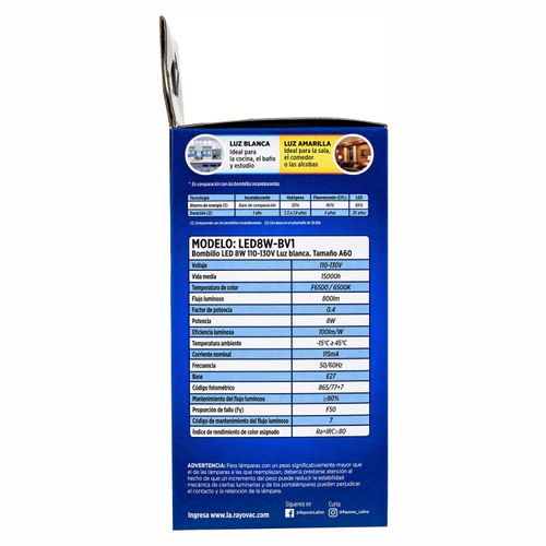 Rayovac Led 8W Blanco Caja Tray