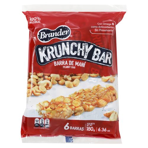 Barra de maní Brander krunchy bar bolsa - 180 g