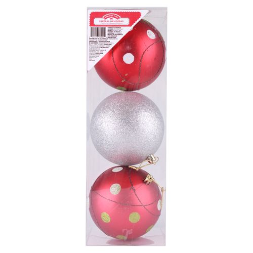 Esfera Decorada 100Mm 3 Unid Cbm Wm