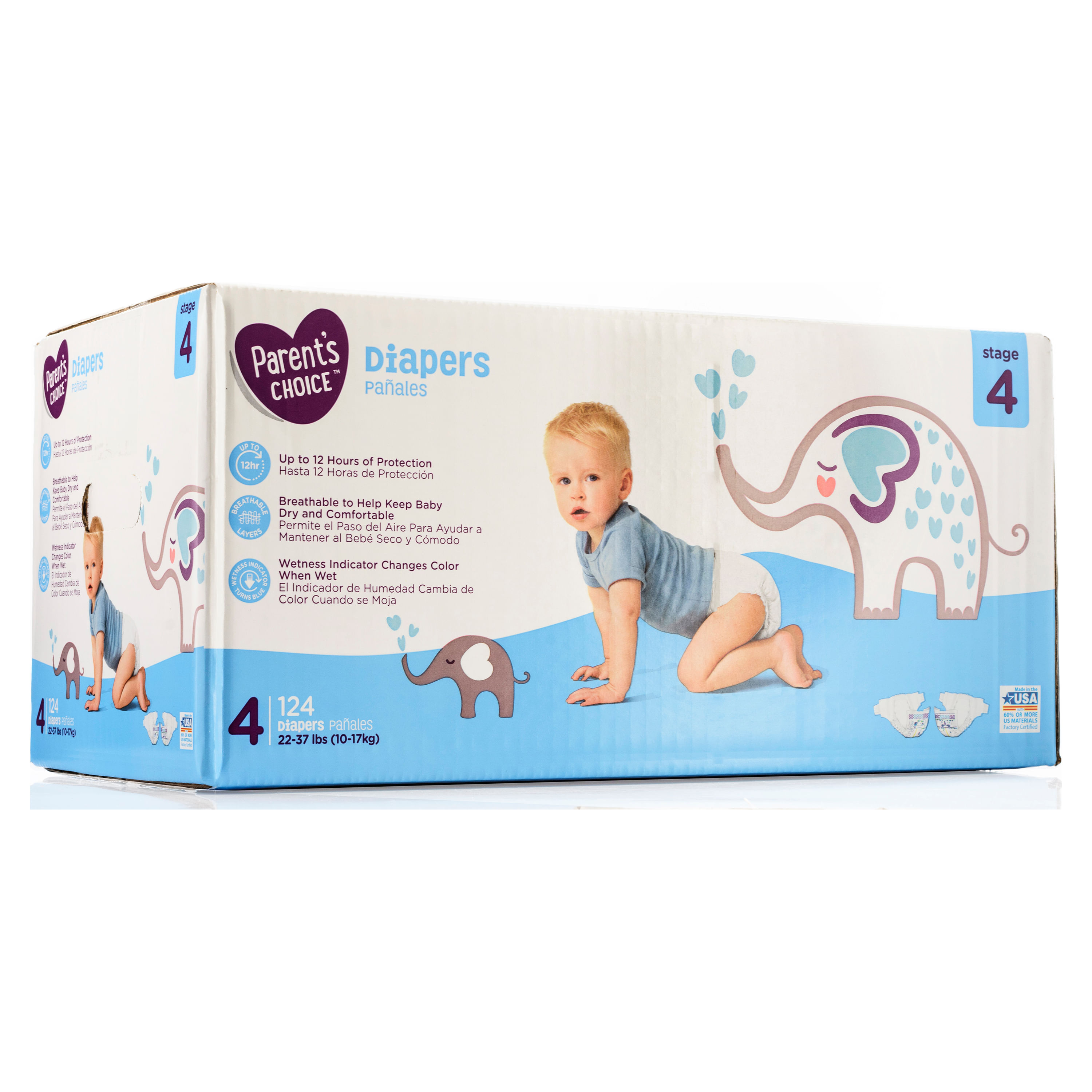 Pañales de bebé prémium con sistema de ajuste total para niños y niñas,  talla 2, 168 unidades, blanco (CMF-2)