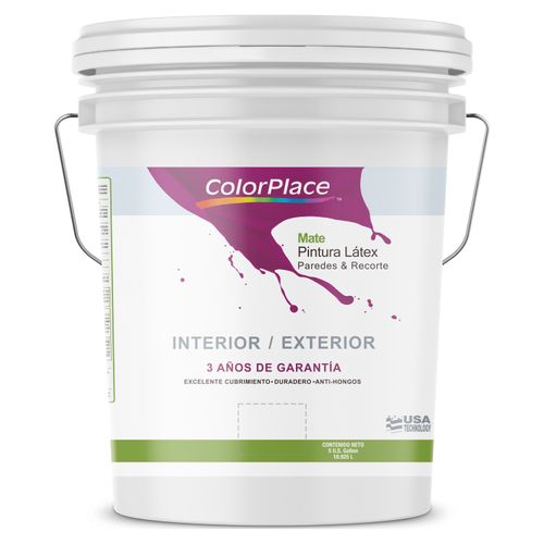 Cubeta De Pintura Color Place Color Pastel Con 3 Años  De Garantia-5 Gal