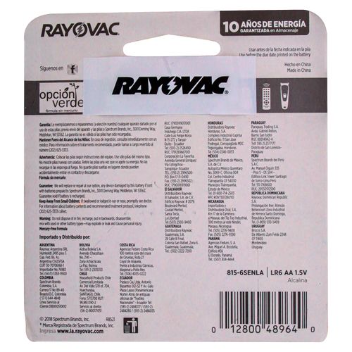 Baterías Alcalina Rayovac 815 AA - 6 Unidades