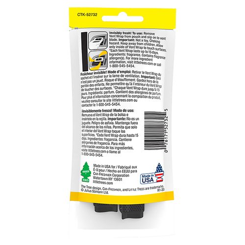 4 Pack Aromatizante Little Tree Vent Wrap Vainilla