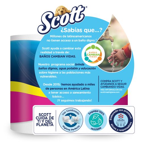 Papel Higienico Scott Rinde Economico 348 Hoja Doble - 18 Rollos