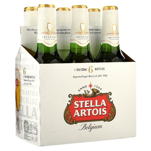 Cerveza Stella Artois botella 6 pack - 1980 ml