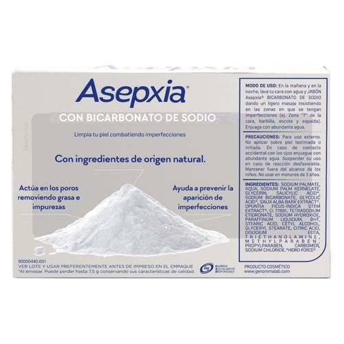 Jabón Asepxia Bicarbonato Sodio 100Gr