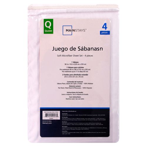 Mainstays Set Sabanas Blanco Queen