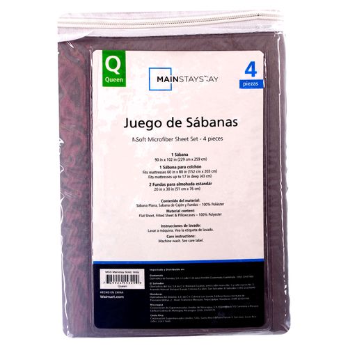 Mainstays Set Sabanas Gris Queen