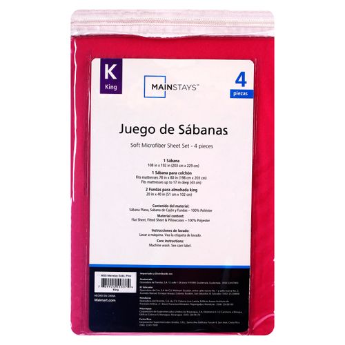 Mainstays Set Sabanas Rosado King