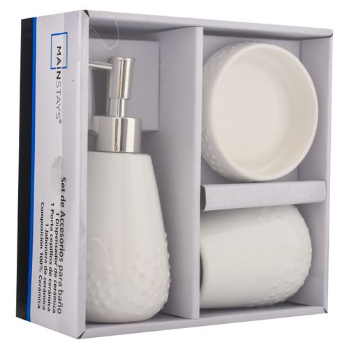 Set De Baño Maintays Cerámica Blanco 3Pzs