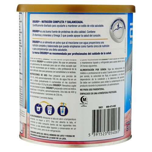 Fórmula Nutricional Ensure® Sabor Fresa - 400g