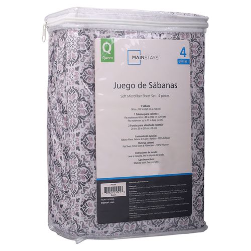 Set De Sabanas Mainstays Medallones Queen-4 Piezas
