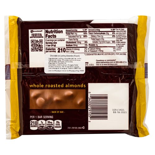 Chocolate Hershey's Almendra- 6 Unidades