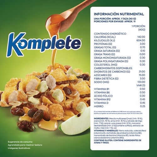 Cereal Kelloggs Komplete Manzana-Pasas - 460gr