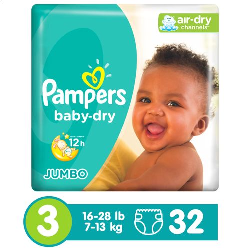 Panal Pampers Baby Dry Talla 3 Jumbo- 32 Unidades