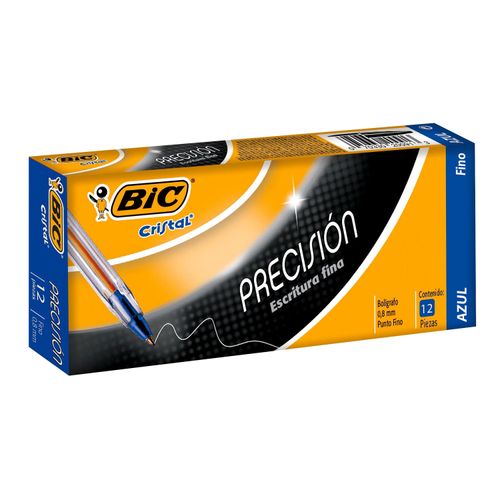 Bolígrafo Bic precisión escritura fina color azul caja - 12 Uds