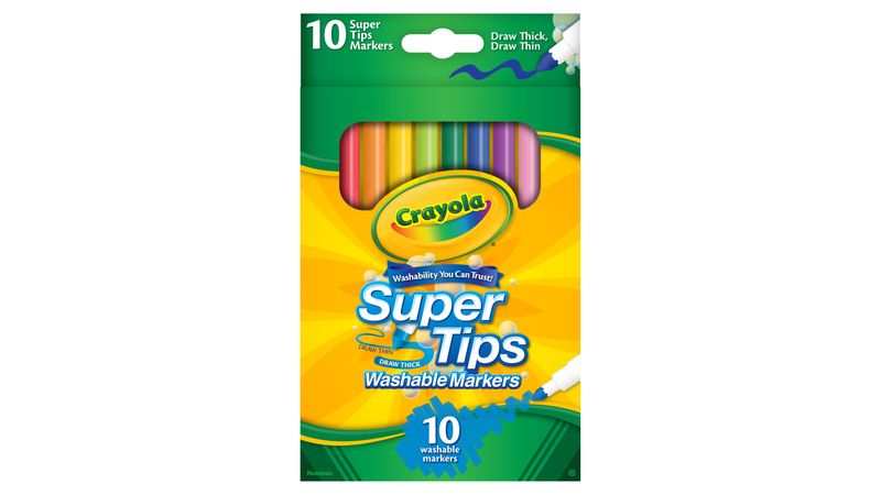 CRAYOLA Super Tips Washable Markers 10 Colors, SuperTips