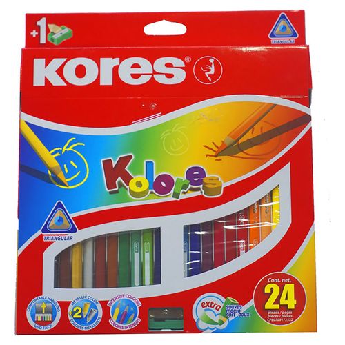 Lapices De Color Kores Triangular 30mm-24 Unidades