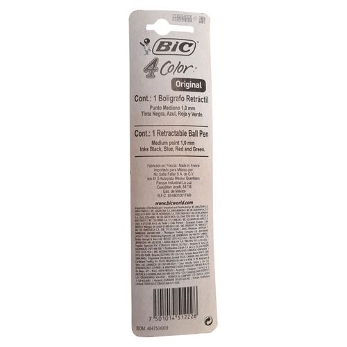 Lapicero Bic clásico 4 colores en uno