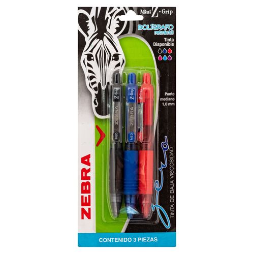 Lapicero Zebra Mini Zgrip Color Surtido Basico - 1 Unidad