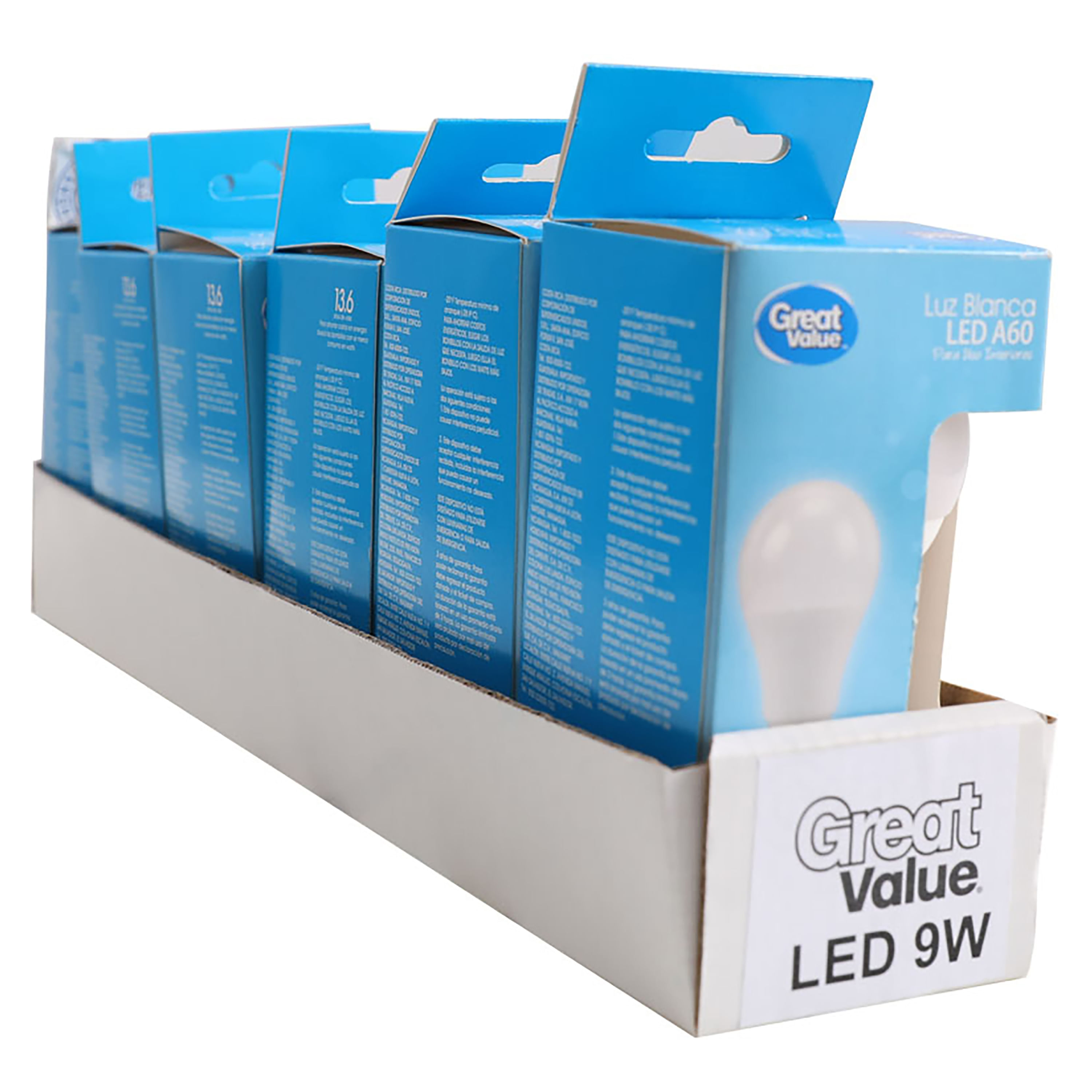 Bombilla led E27 9w luz blanca fría 6400k economizadora de energía A+ 85%  100 mm