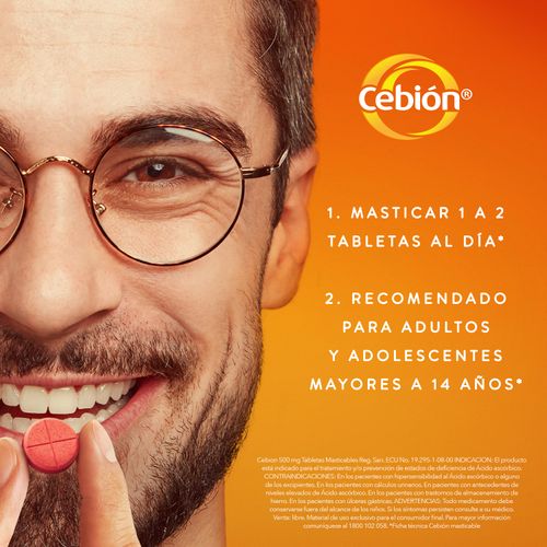 Vitamina Cebion Sabor A Fresa Masticable Sobre- 12 Tabletas