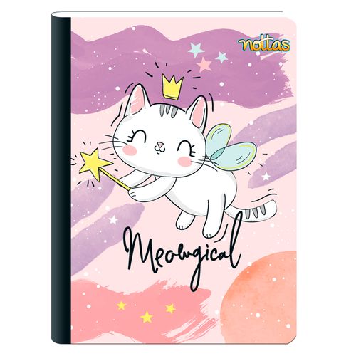 Cuaderno Nottas Cosido Grande Rayado Diseño Gato-100 Hojas