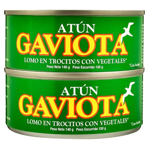 2 Pack Atún Gaviota Trocitos Vegetales- 140gr