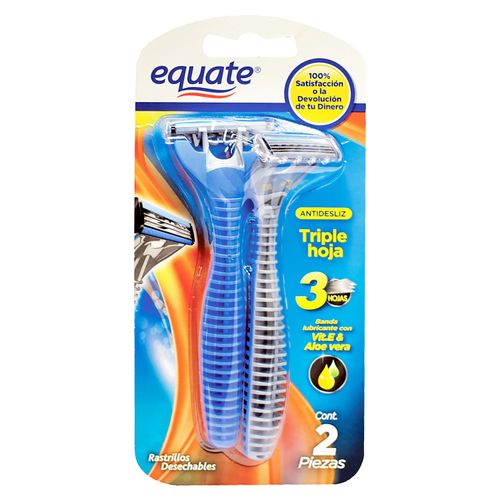 Rasuradora Equate  Hombre Desechable 3 Hojas - 2 unidades