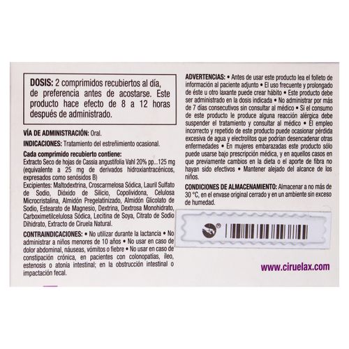 Grageas Ciruelax Forte 24 Uds - 125 mg