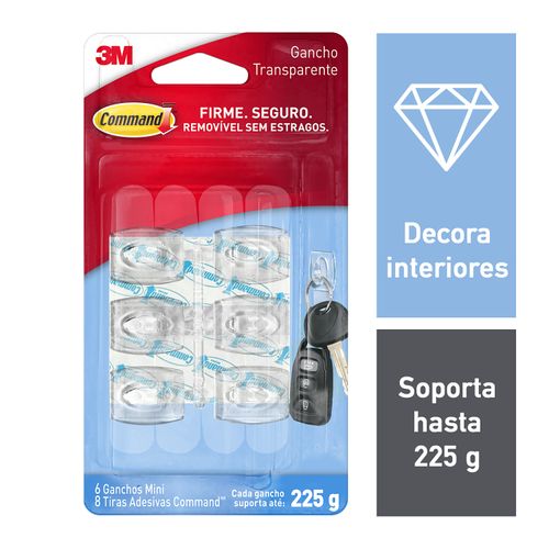 Mini Ganchos Command®, Transparentes